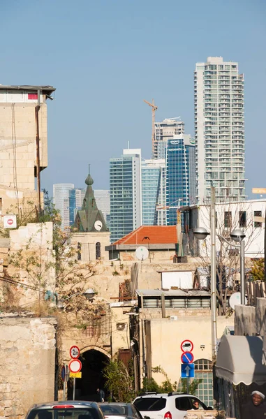 Horizonte Tel Aviv Vista Desde Viejo Jaffa Torre Del Reloj — Foto de Stock