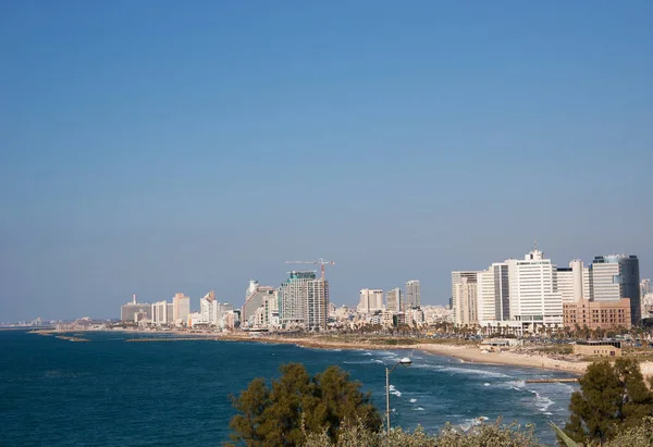 Skyline Playa Tel Aviv Con Modernos Hoteles Centros Comerciales — Foto de Stock