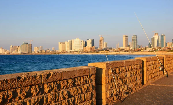 Playa Tel Aviv Con Modernos Hoteles Centros Comerciales Vistos Desde — Foto de Stock