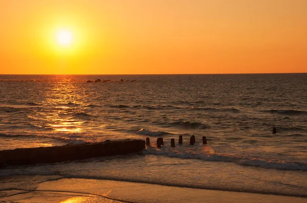 Tel Aviv Israel Mágico Atardecer Dorado Sobre Mar — Foto de Stock