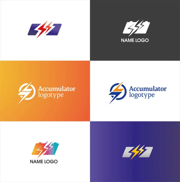 Logotipo del acumulador y diseño de la batería — Vector de stock