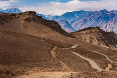 Hindistan 'daki Leh Dağları' nın Ladakh Sıradağları manzarası