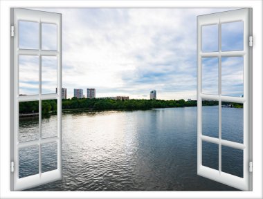 Deniz günbatımı penceresinden