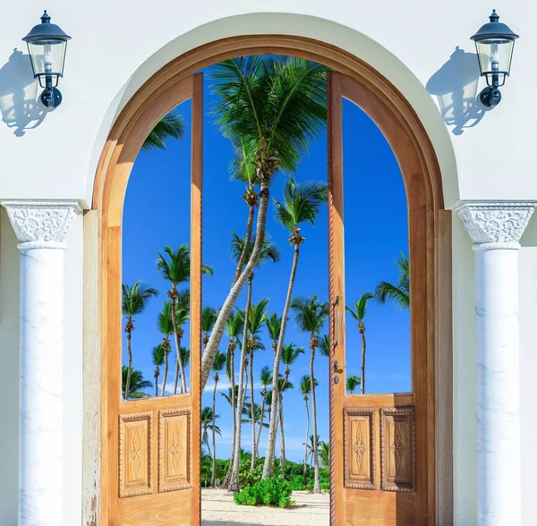 Kapıyı açık palm beach — Stok fotoğraf