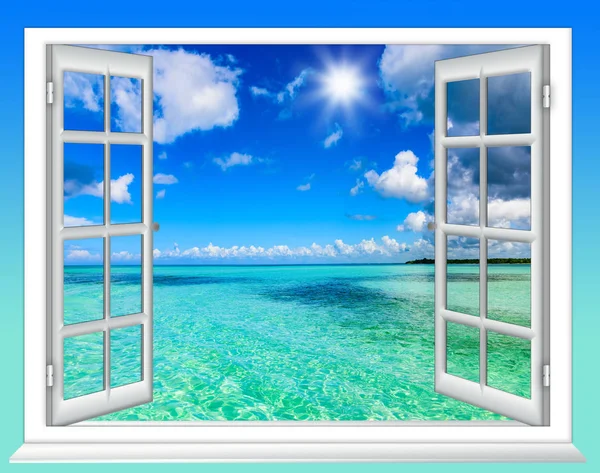 Sea view okno — Stock fotografie