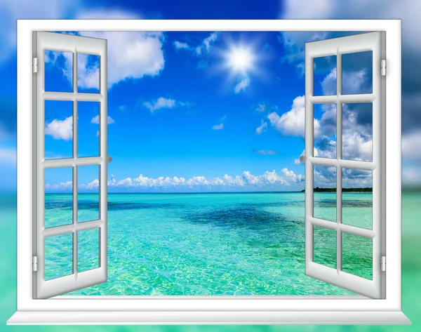 Sea view okno — Stock fotografie