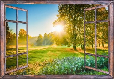 Pencereden gün doğumu görünümü