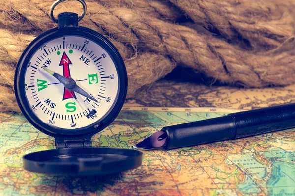 Compass on the world map Stock Image