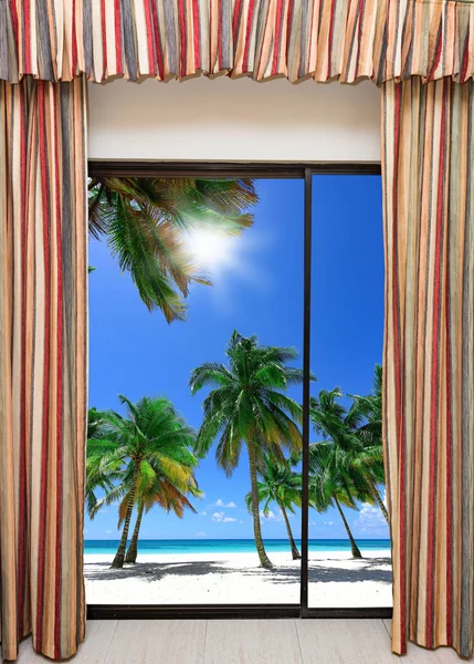 Oceaan weergave venster — Stockfoto