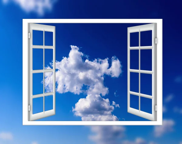 Open window cloud sun — Stock Photo, Image