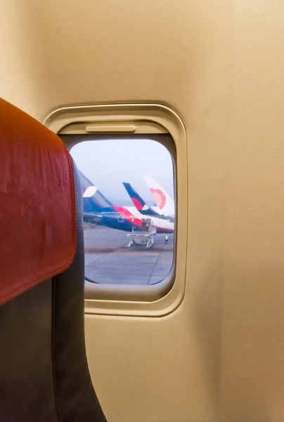 Airplane window passenger cabin — Stock Photo, Image
