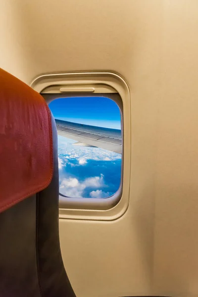 Passenger airplane saloon windows — Stock Photo, Image