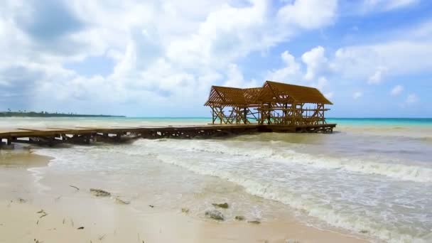 Tempestade no mar tempestade furacão irma República Dominicana — Vídeo de Stock