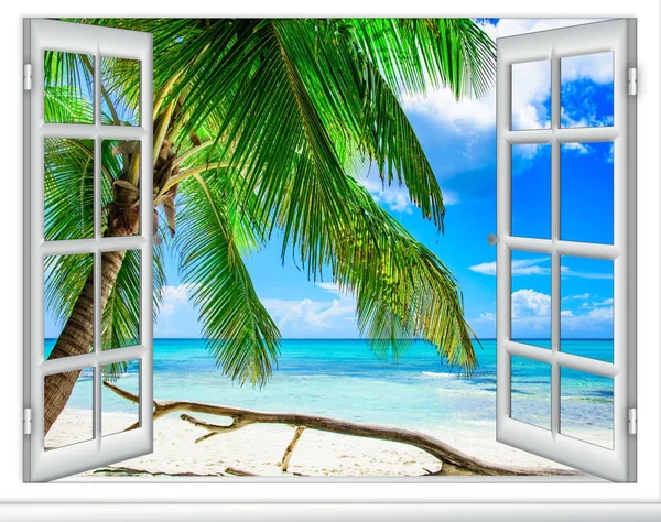 Океан вигляд вікна Карибський Домініканська Республіка — стокове фото