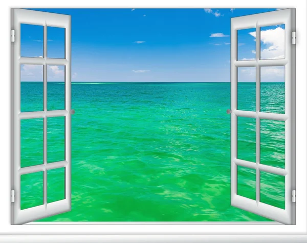 Ocean view window Caribbean Dominican Republic — Stock Photo, Image