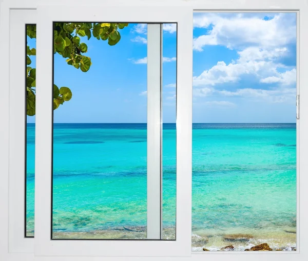 Ocean view penceresi Caribbean Dominik Cumhuriyeti — Stok fotoğraf