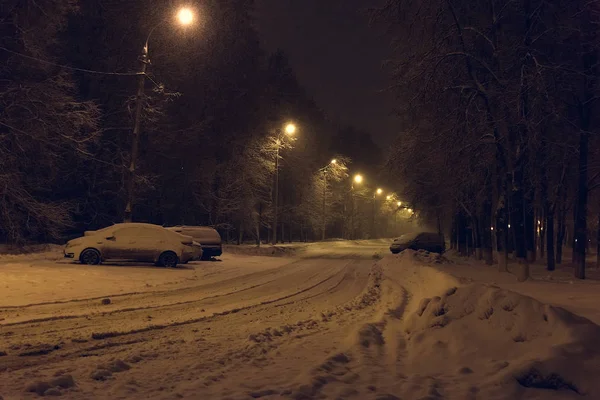 Lanterne nuit arbre à neige — Photo