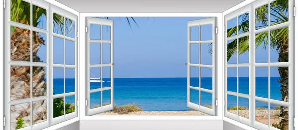 Vista al mar ventana — Foto de Stock