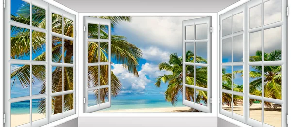 Fenster mit Meerblick — Stockfoto