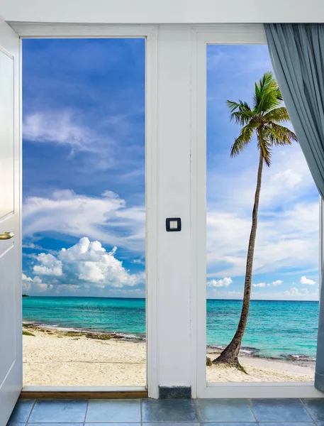Kapıyı aç palm beach Karayip Denizi Dominik Cumhuriyeti — Stok fotoğraf
