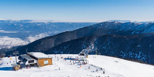 Bulgarien Bansko Februari 202020 Trähus Skidbacken För Turister Café För — Stockfoto