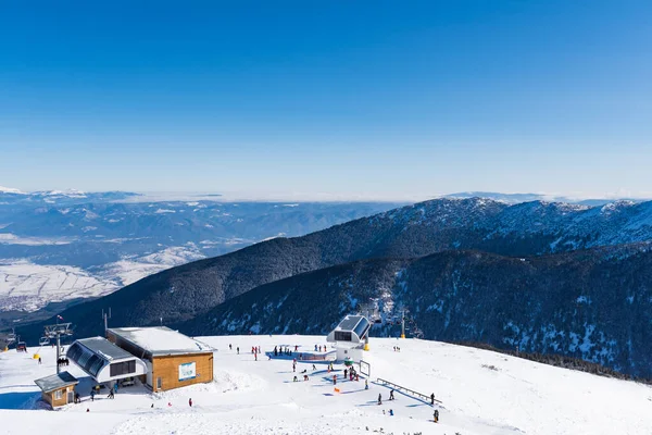 Bulgarien Bansko Februar 2020 Holzhaus Auf Der Skipiste Für Touristen — Stockfoto