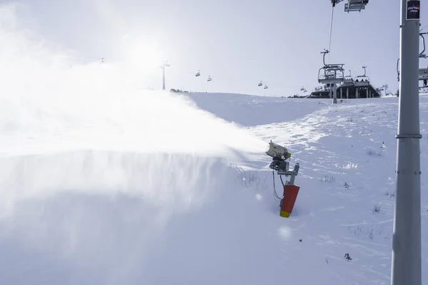 Bansko Bulgarie Février 2020 Mitrailleuse Pour Production Neige Artificielle Montagne — Photo