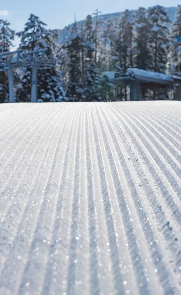 Spitze Der Skipisten Sind Präparierte Loipen Pistenraupe — Stockfoto