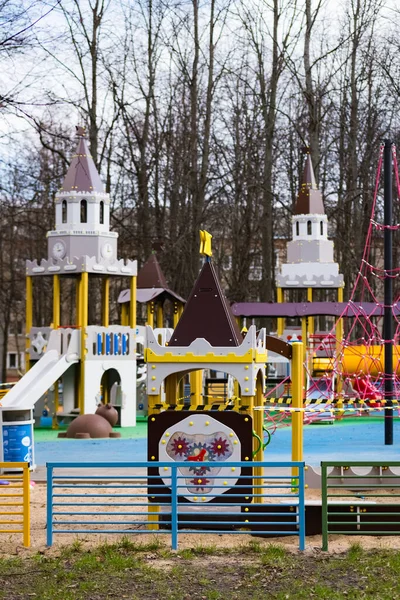 Playground Covered Signal Tape Epidemic Coronovirus Covid19 All Small Children — Stock Photo, Image