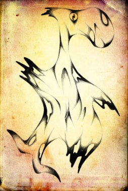 Vintage soyut yapı Siyah kalemle çizim