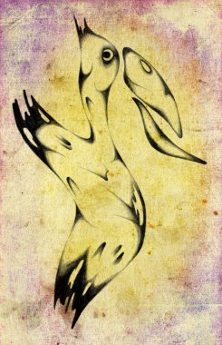 Vintage soyut yapı Siyah kalemle çizim