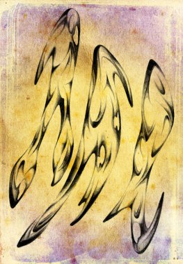 Vintage soyut yapı Siyah kalemle çizim