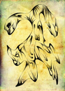 Vintage soyut yapı Siyah kalemle çizim