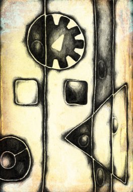 Vintage soyut yapı Siyah kalemle çizim