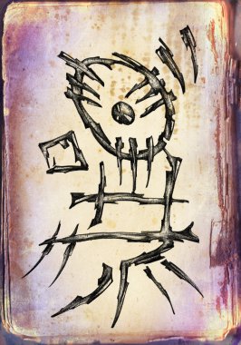 Vintage soyut yapı Siyah kalemle çizim