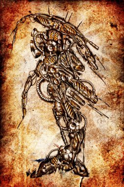 Antika bir cyborg - sanat illüstrasyon portresi