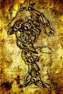 Antika bir cyborg - sanat illüstrasyon portresi