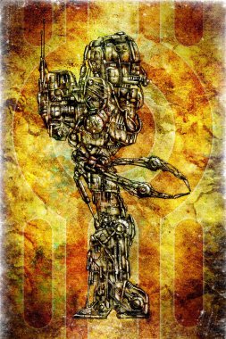 Antika bir cyborg - sanat illüstrasyon portresi