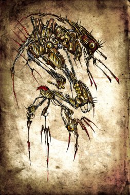 Antika bir cyborg - sanat illüstrasyon portresi