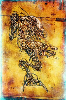 Antika bir cyborg - sanat illüstrasyon portresi