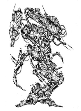 Sanat stil cyborg çizim şekil