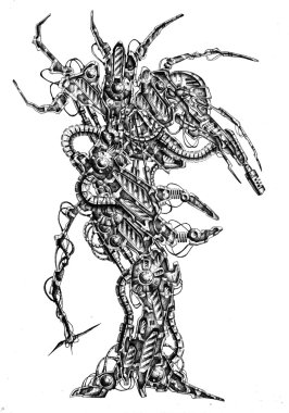 Sanat stil cyborg çizim şekil