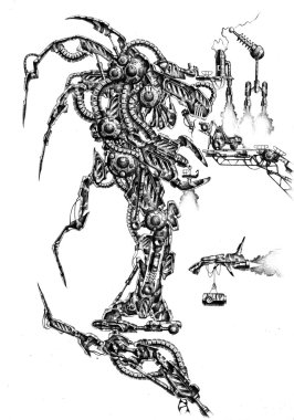 Sanat stil cyborg çizim şekil