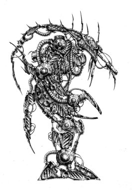 Sanat stil cyborg çizim şekil