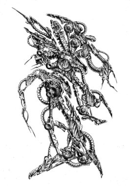 Sanat stil cyborg çizim şekil