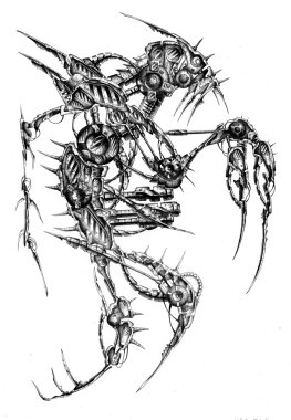 Sanat stil cyborg çizim şekil