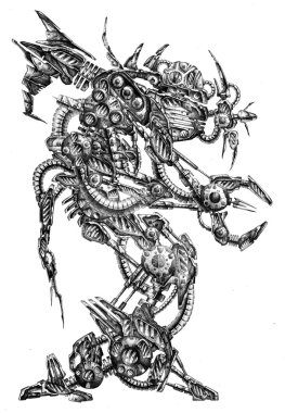 Sanat stil cyborg çizim şekil