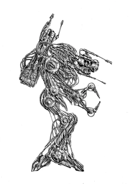 Konst stil cyborg ritning illustration — Stockfoto