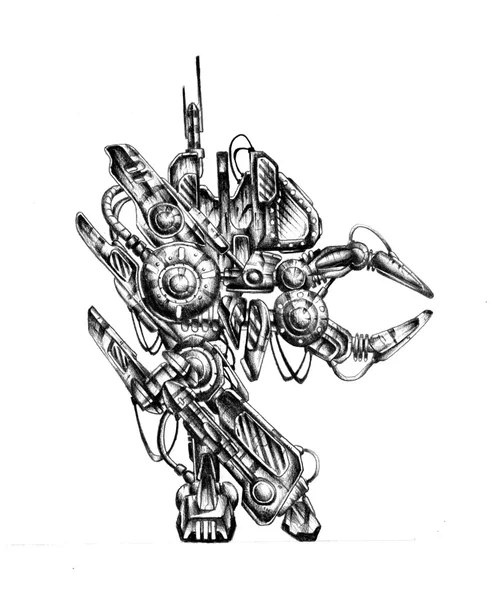 Τέχνη στυλ cyborg σχεδίασης εικονογράφηση — Φωτογραφία Αρχείου