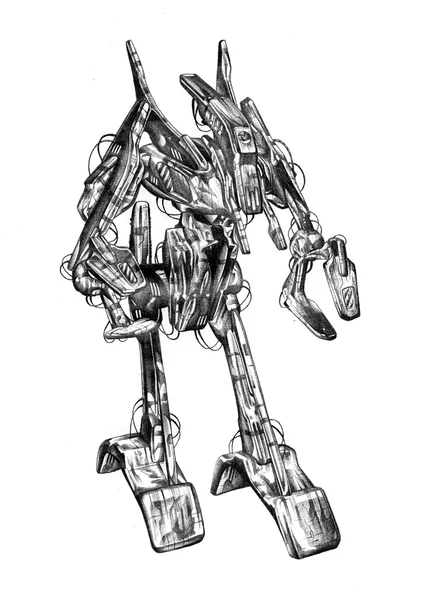 Sanat stil cyborg çizim şekil — Stok fotoğraf